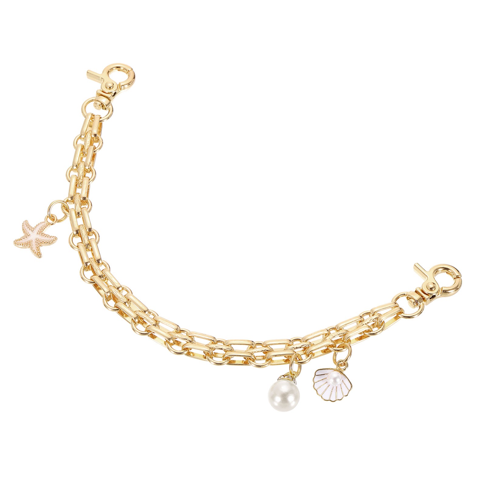 1Pcs 10" Shell Pearl Combination Pendant Handbag Chain Strap, White
