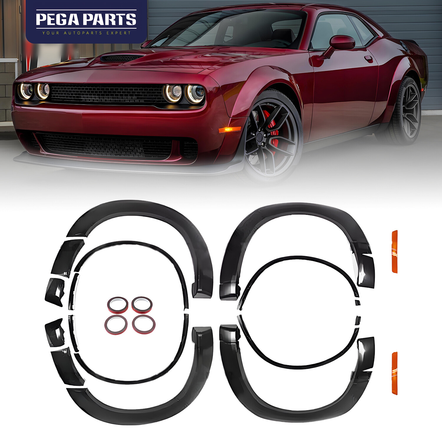 Wheel Fender Flares Black For 2015-2023 Dodge Challenger SRT Hellcat Demon Style