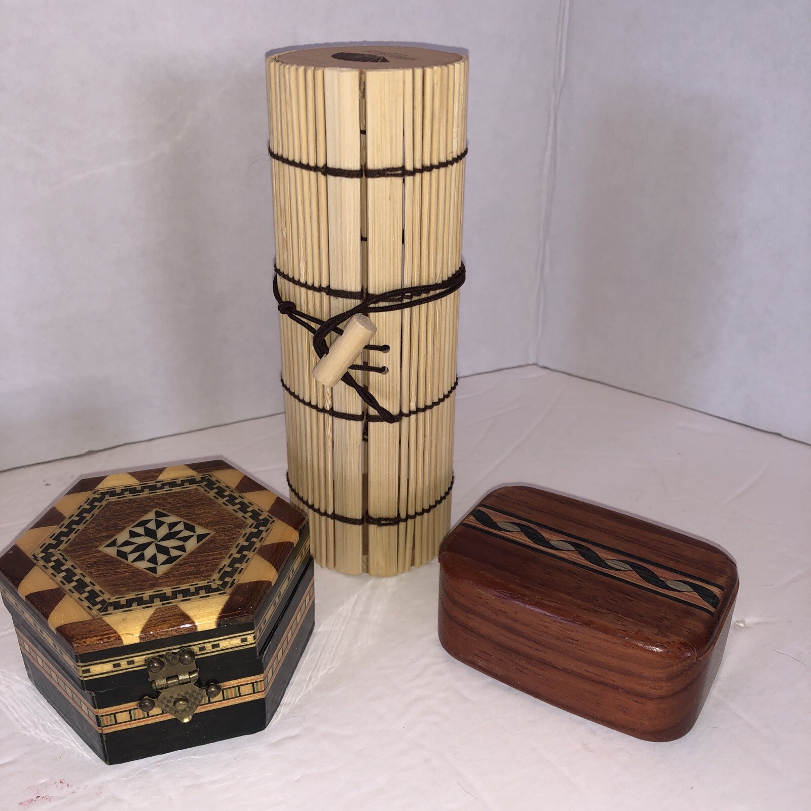 Lot Of 3 Small Wooden Trinket Boxes Excellent Condition Gently Used