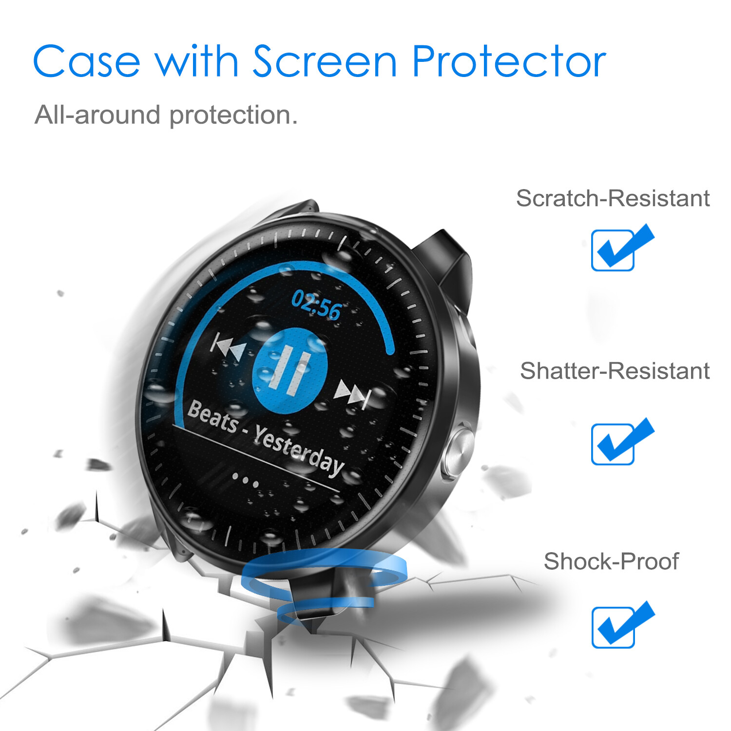 3 Pack Screen Protector Case All-Around Bumper Cover for Garmin Vivoactive 3