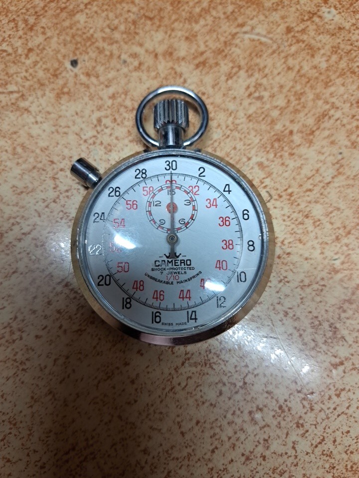 Vintage Camero 1/10 Second 7 Jewels Analog Stopwatch Swiss Made