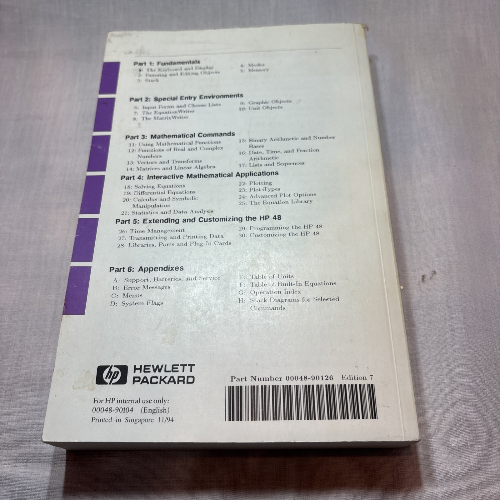 HP 48G Quick Start Guide Only VGC