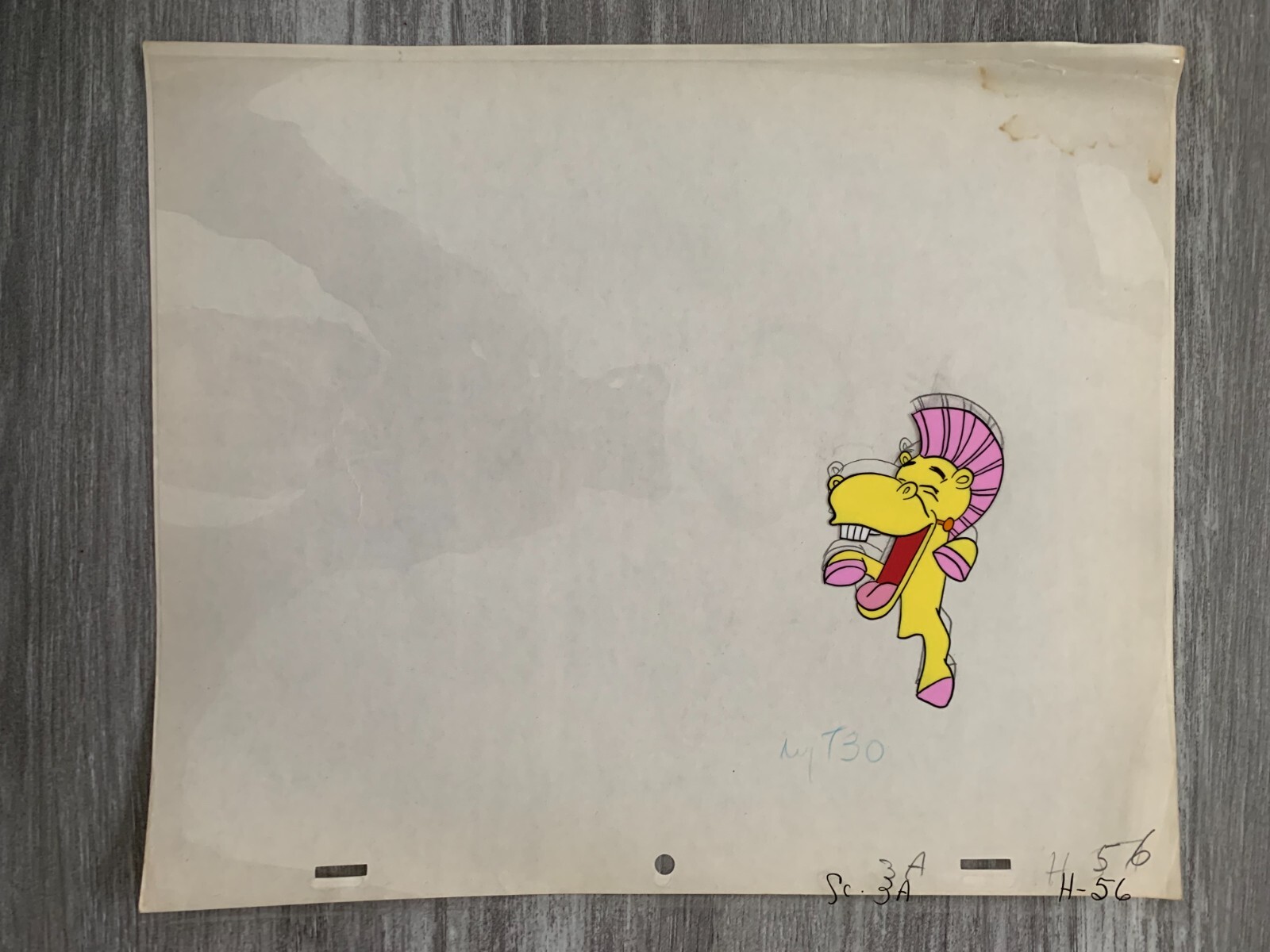 1970s? GENO'S WONDERLAND 12.5x10.5 Animation Cel SC3A H-56 Laughing Yellow Horse