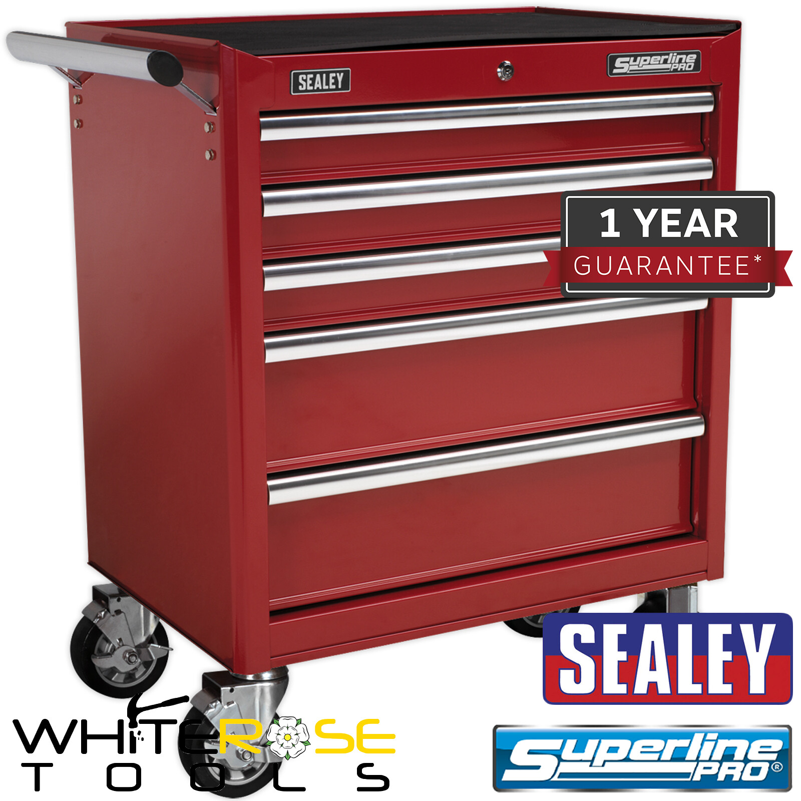 Sealey Superline Pro Rollcab 5 Drawer with Ball Bearing Slides - Red