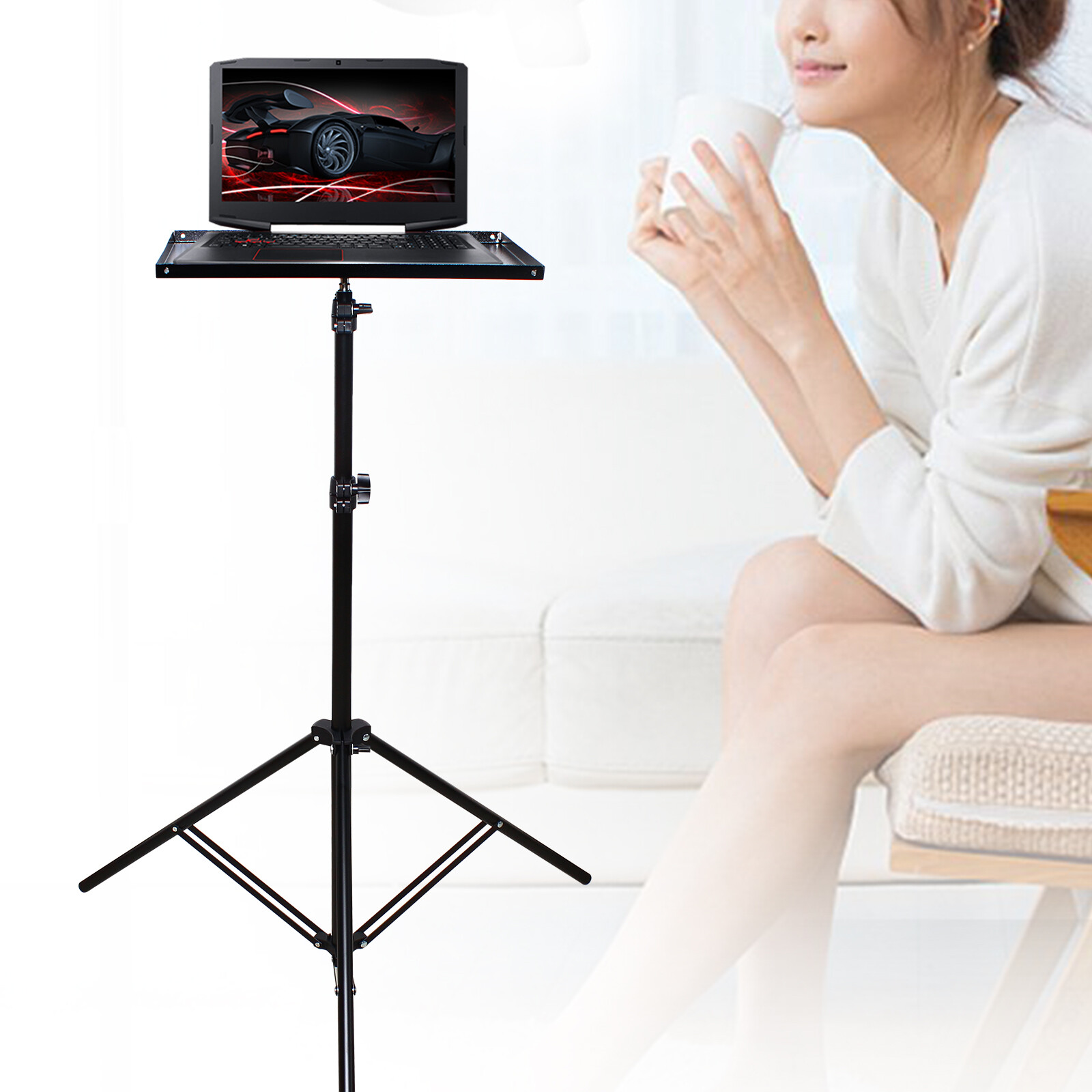 Laptop Stand - Tripod Floor Stand for Computer, Projector, DJ Equipment
