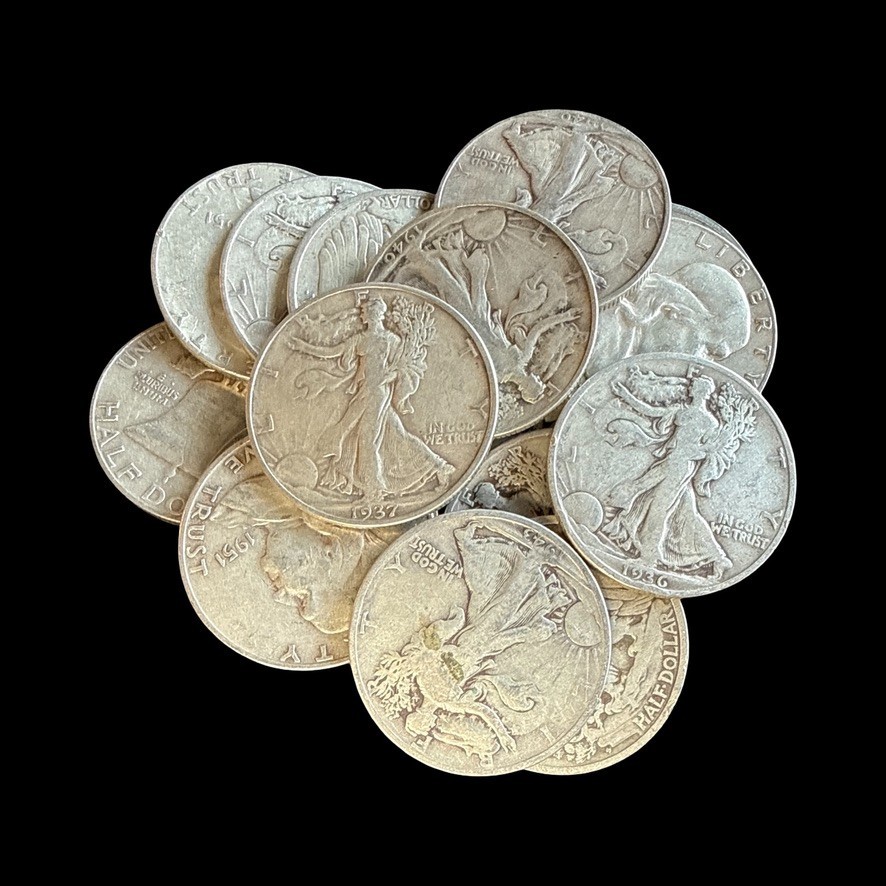 Lot of 20 - Walking Liberty & Franklin Silver Half Dollars Circulated - 0427