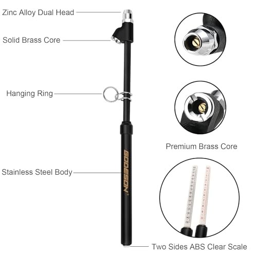 Tire Pressure Gauge, Straight-On Dual Head Tire Air 20 Pack Silver and Black