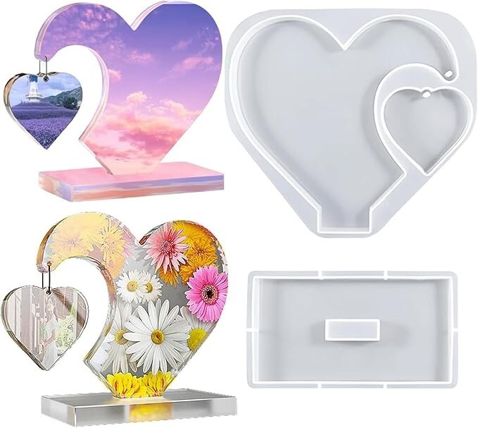 Heart Photo Frame Resin Molds Silicone Epoxy Picture Frame Home Table Decoration