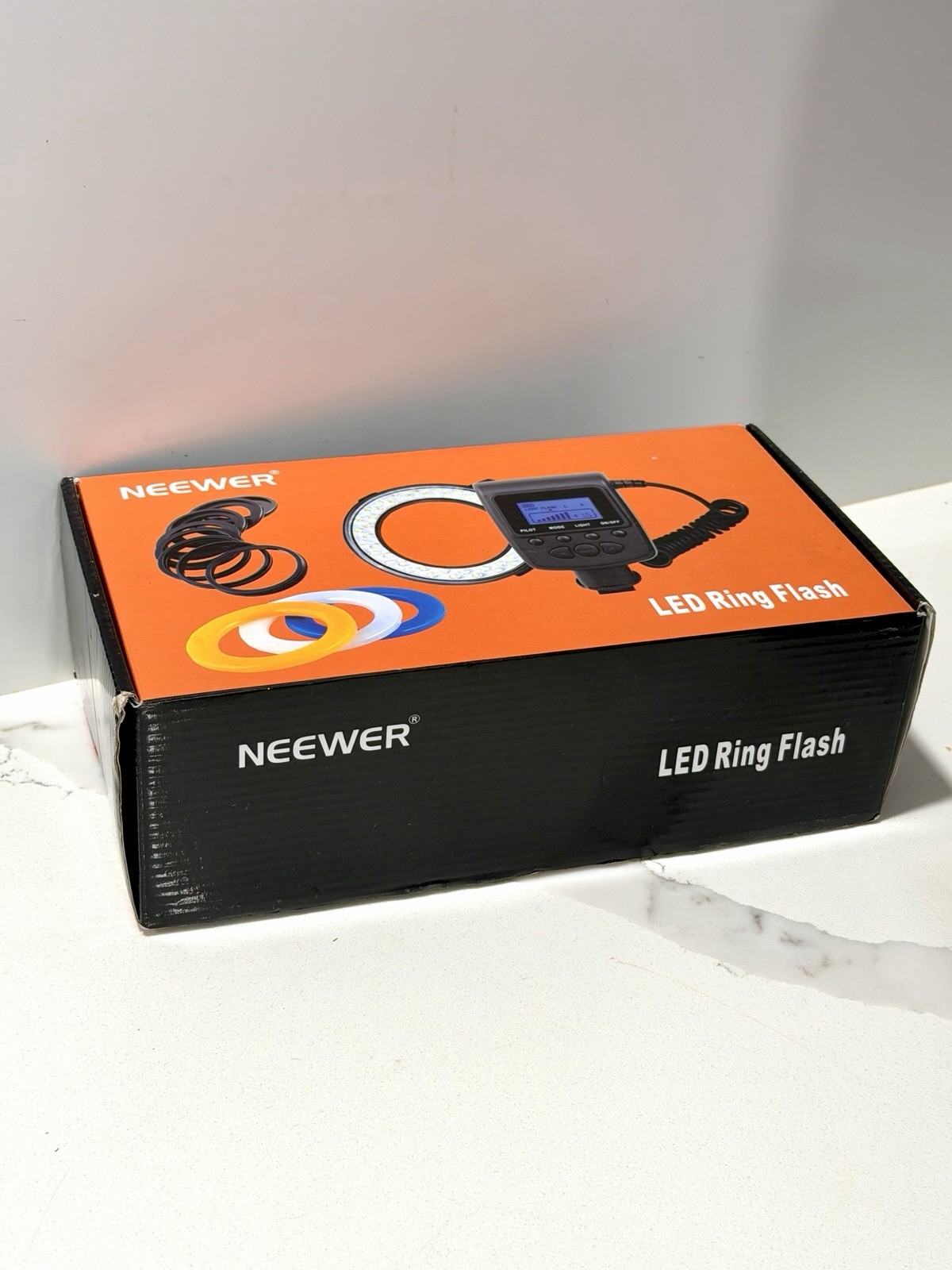 Neewer LED Macro Ring Flash Kit LCD Display Camera Flash New Open Box