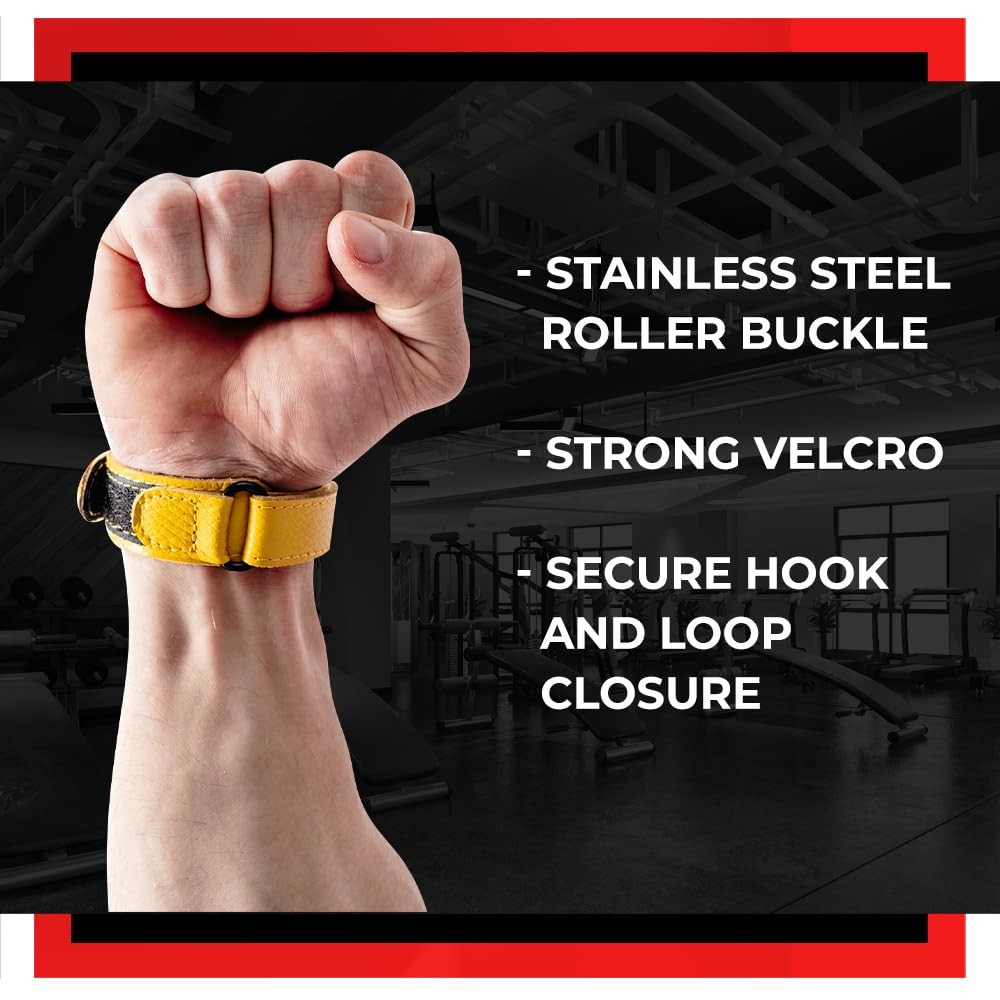 Leather Wrist Wraps for Weightlifting, Powerlifting, Gym – Wrist Support for ...