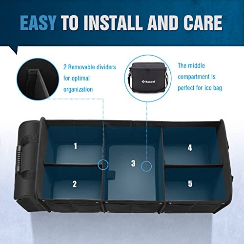 Extra Large Trunk Organizer With Cooler Bag, 3 Compartments Car Organizer,