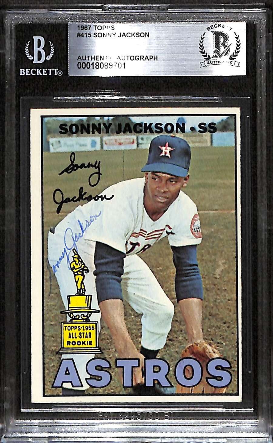 1967 Topps 415 Sonny Jackson  BGS Auto Autographed BAS Authentic C100198