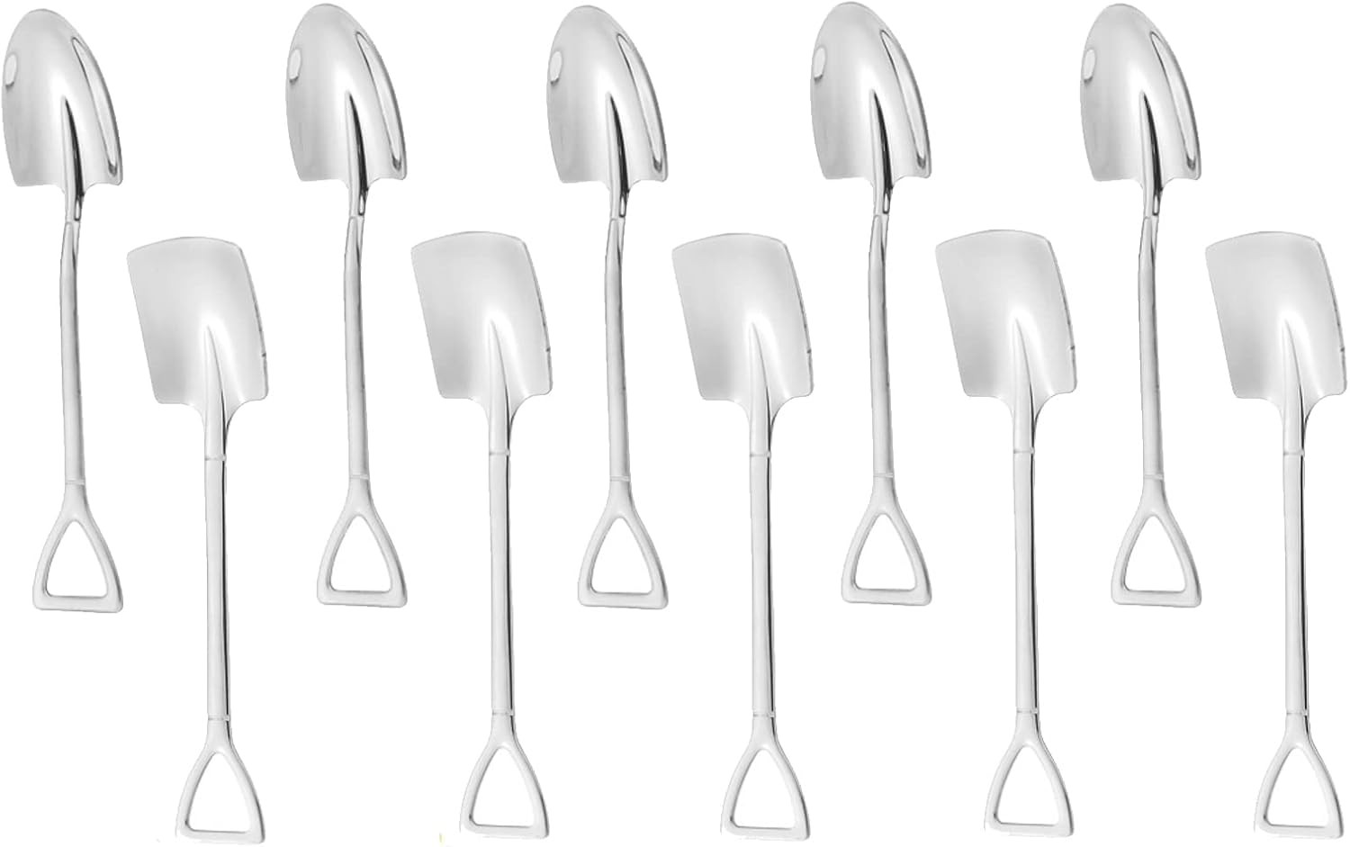 10Pcs Shovel Spoons Stainless Steel Spoon Reusable Dessert Spoons for Coffee Tea