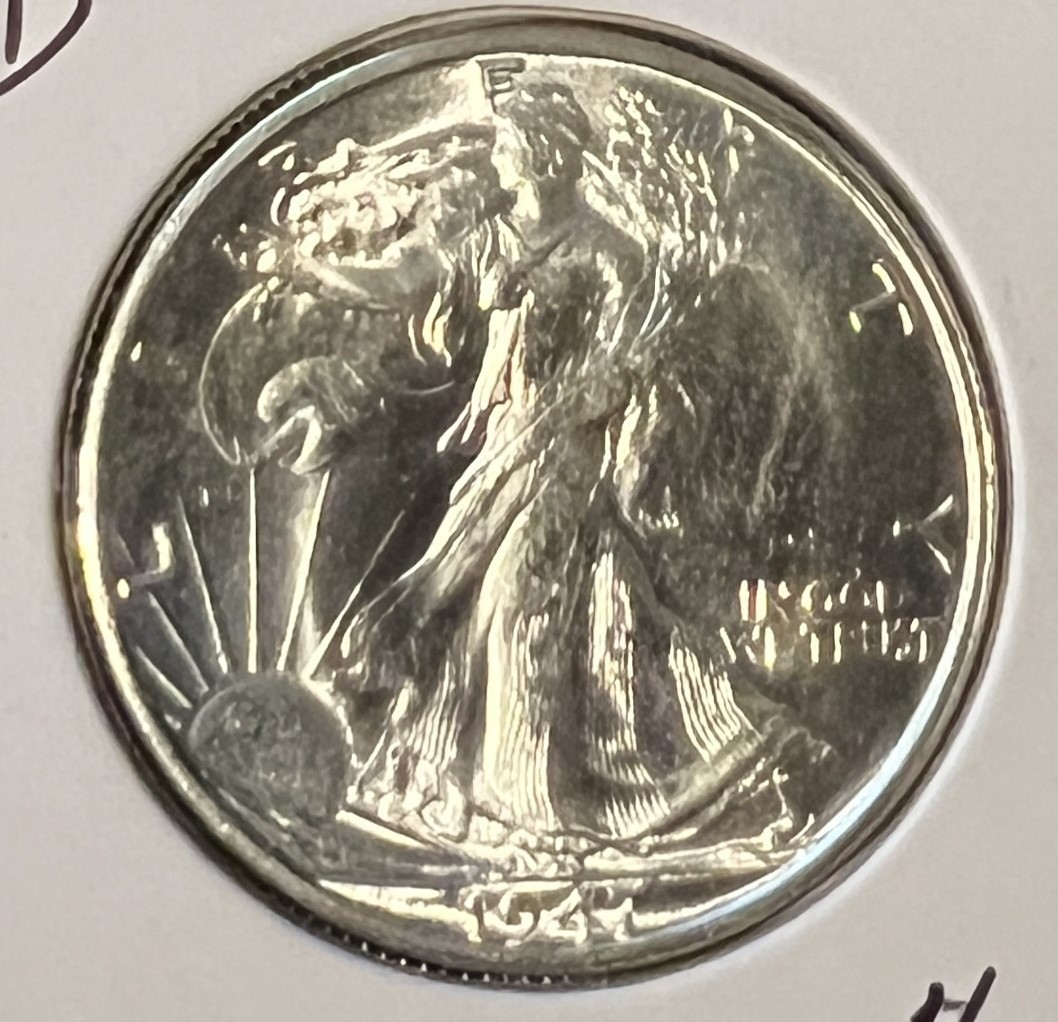 1947-D WALKING LIBERTY SILVER HALF DOLLAR GEM BU  ACTUAL COIN  #8559