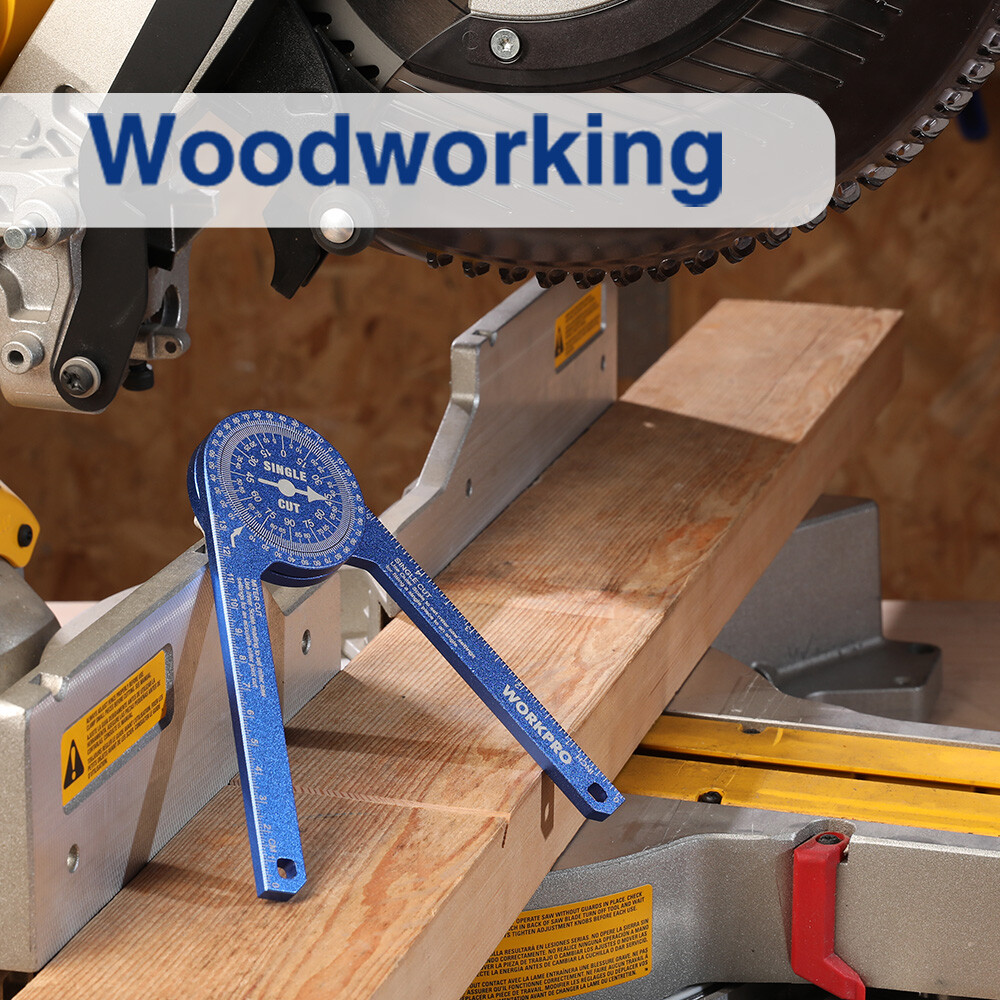 WORKPRO Miter Saw Protractor 7.3-in Angle Finder Featuring Laser Engraved Scales