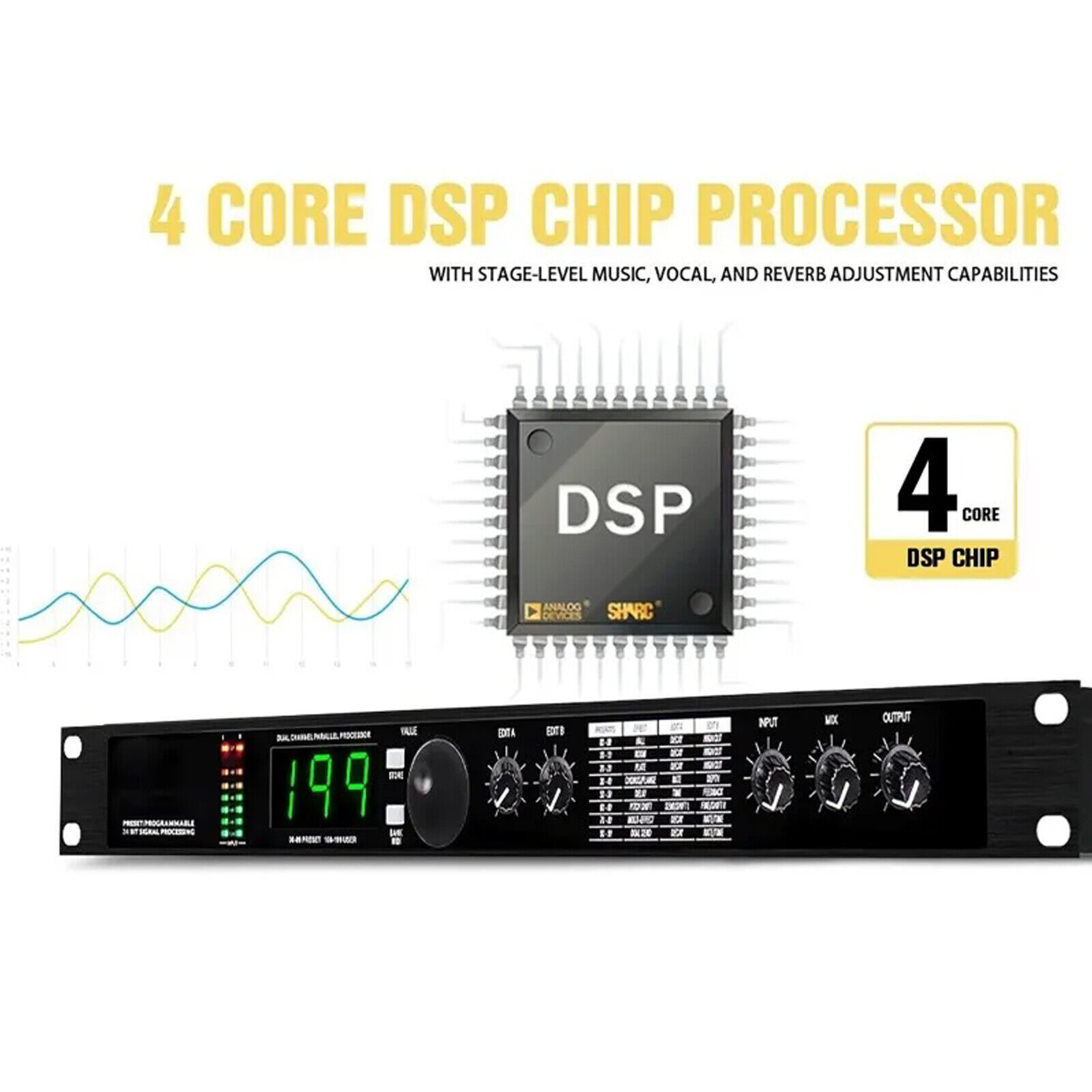 Digital Reverb Multi Effect DSP Processor Professional Audio Processor Equalize