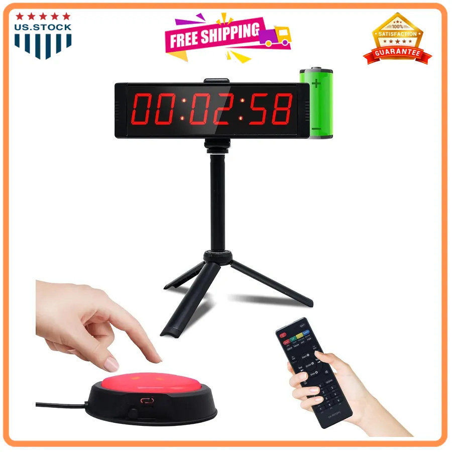 Large LED Digital Gym Timer with Remote Countdown and Interval Workout Clock