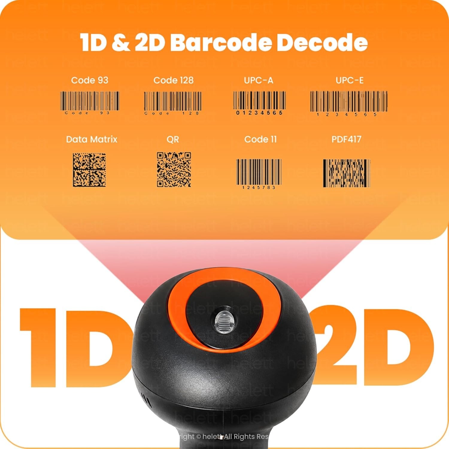 HT20 Wireless 2.4GHz 2D & 1D Barcode Scanner QR Code & Barcode Wired & Wirele...