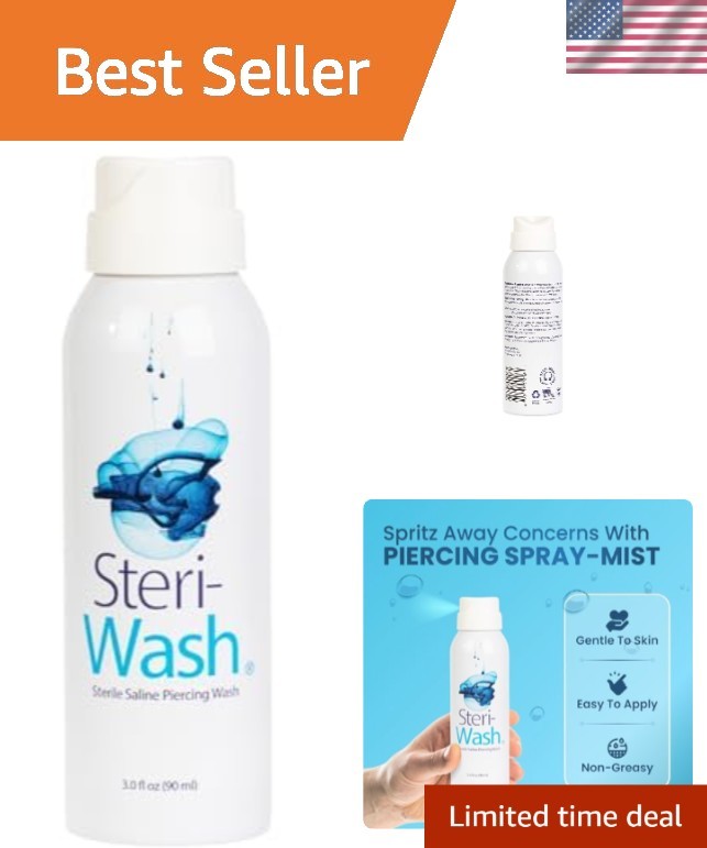 Steri-Wash Piercing Spray - Professional Quality, 3oz  & Sterile Solution