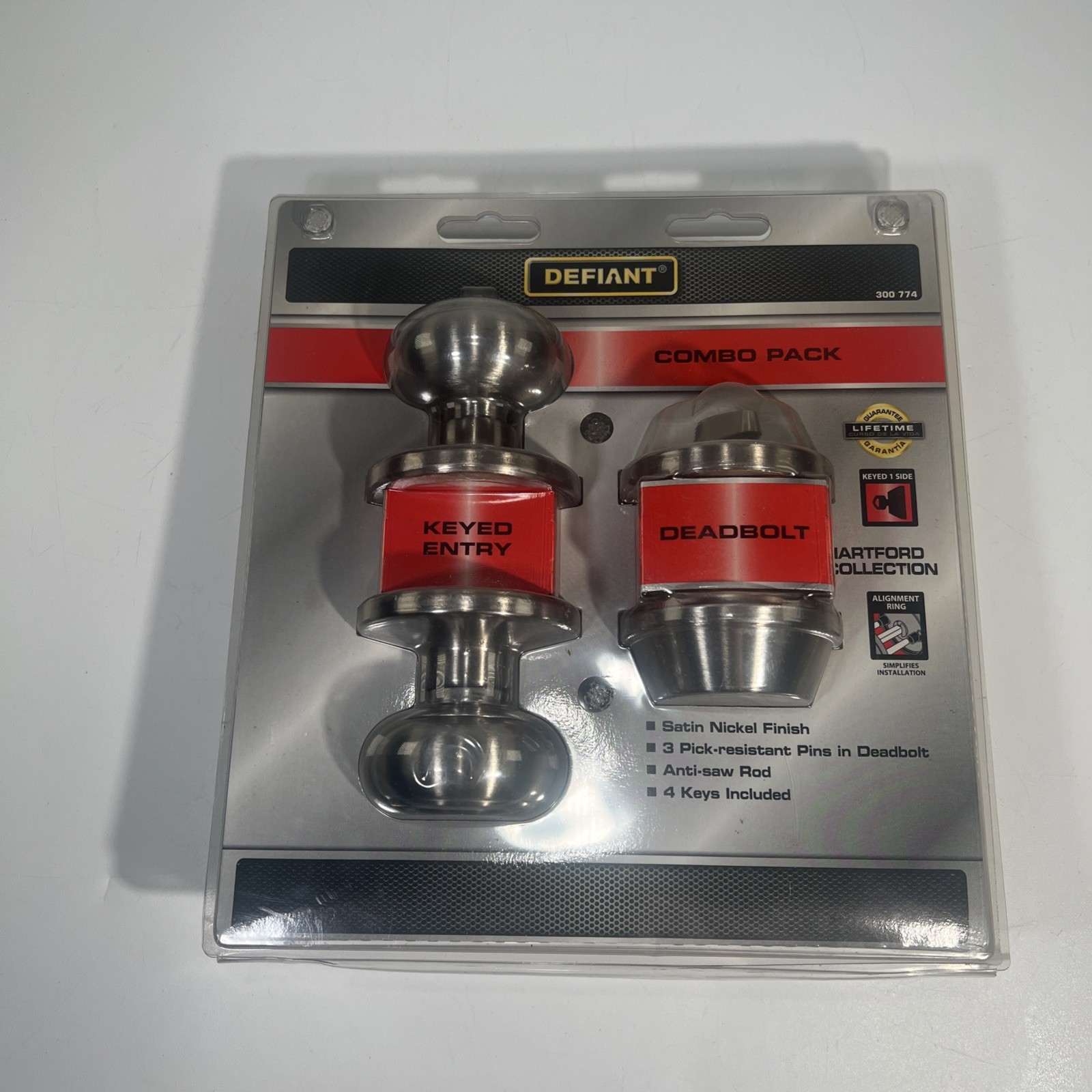 Defiant Hartford Keyed Entry Door Knob and Single Cylinder Deadbolt COMBO Pack