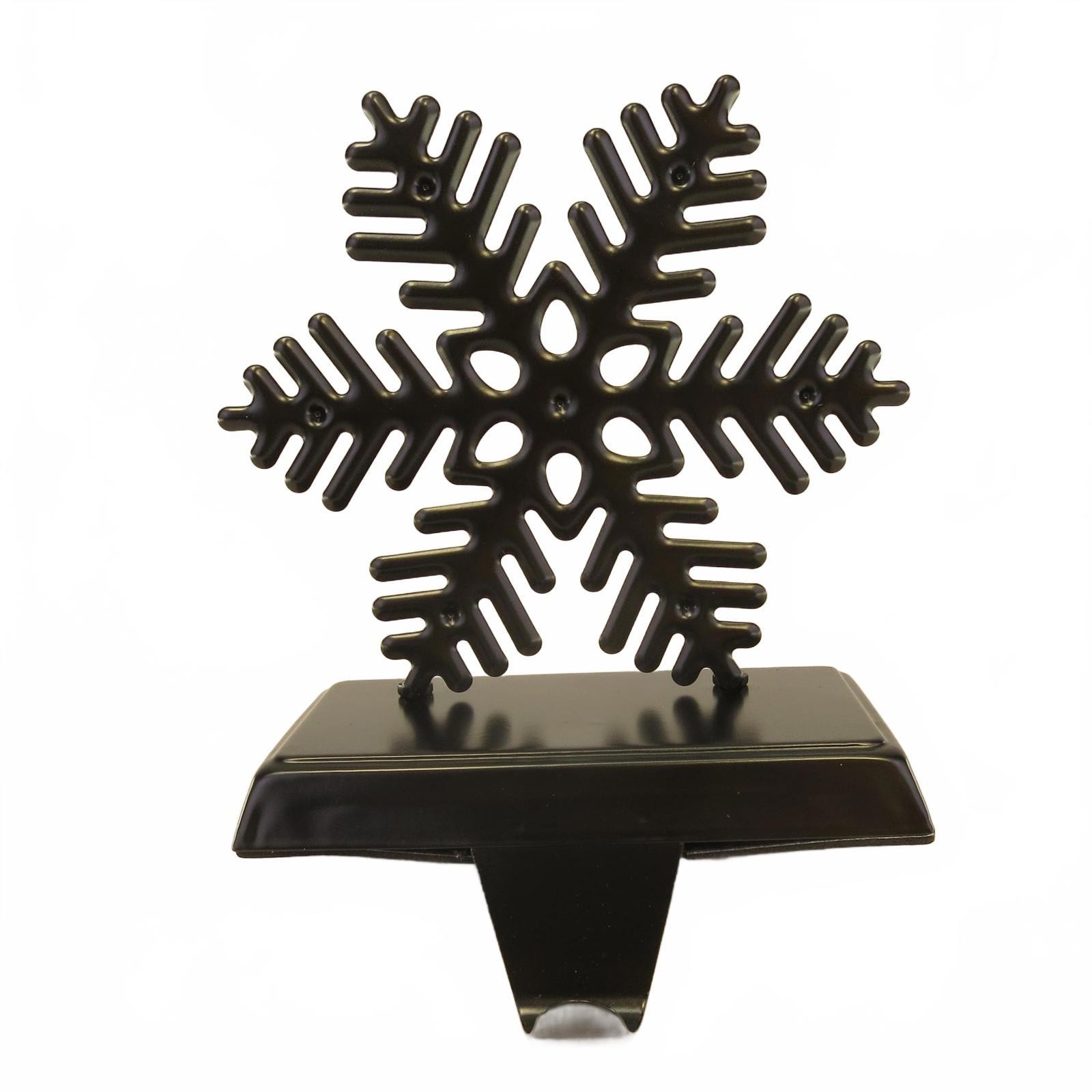 Vintage Bronze Color Snowflake Christmas Stocking Holder, Metal 5.75" tall