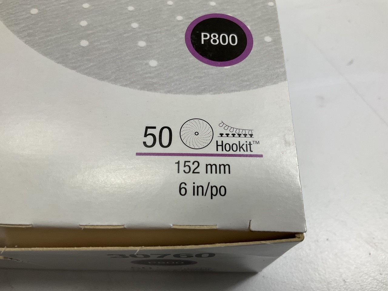 3M 30760 6" Hookit Purple Multi-Hole Clean Sanding Disc P800 Grit, 50 Discs