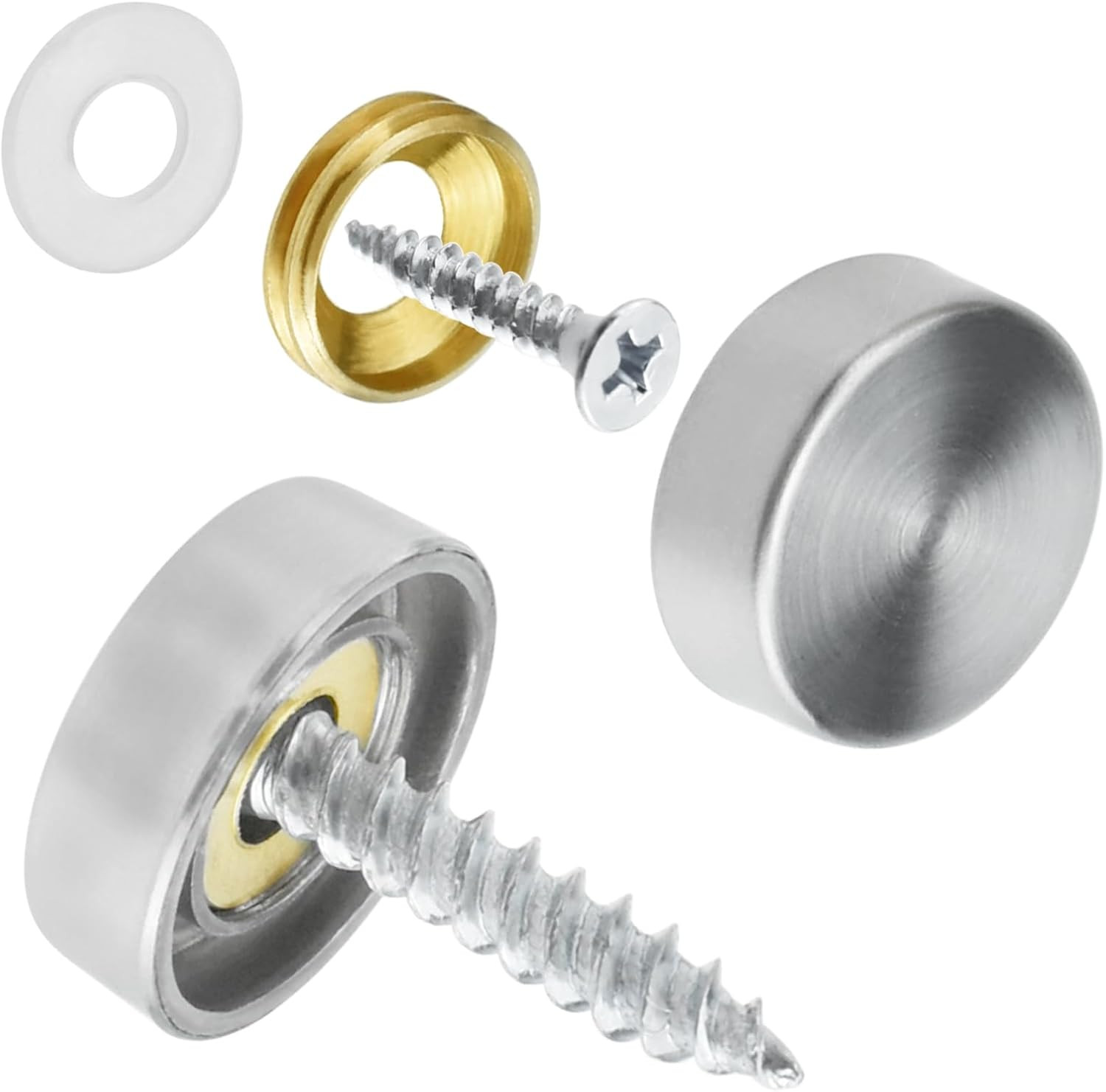 24 Pcs Stainless Steel Screw Cover Cap, 0.63"/16Mm Diameter Mirror Screw Cap, De