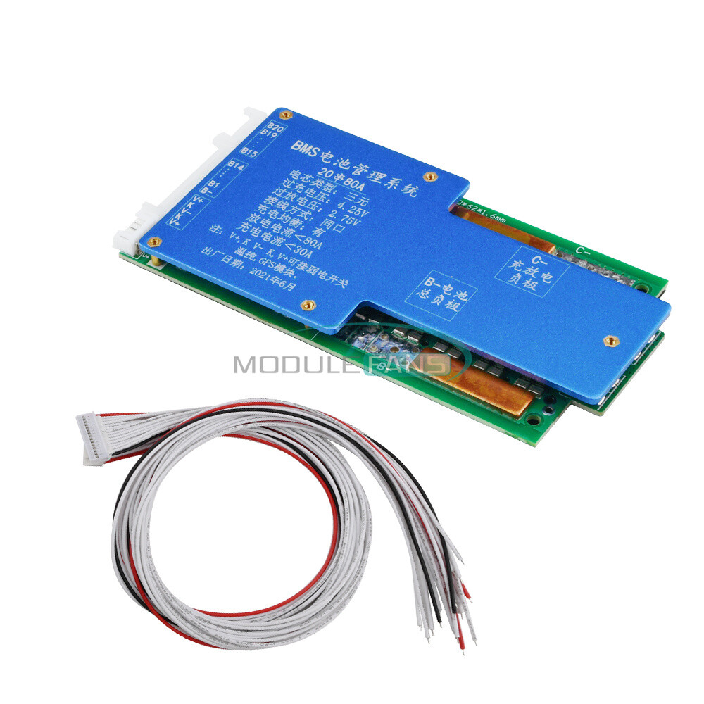 20S 72V Li-ion Li-ion Polymer Battery 45A/80A BMS PCB Board With Balance&Cable