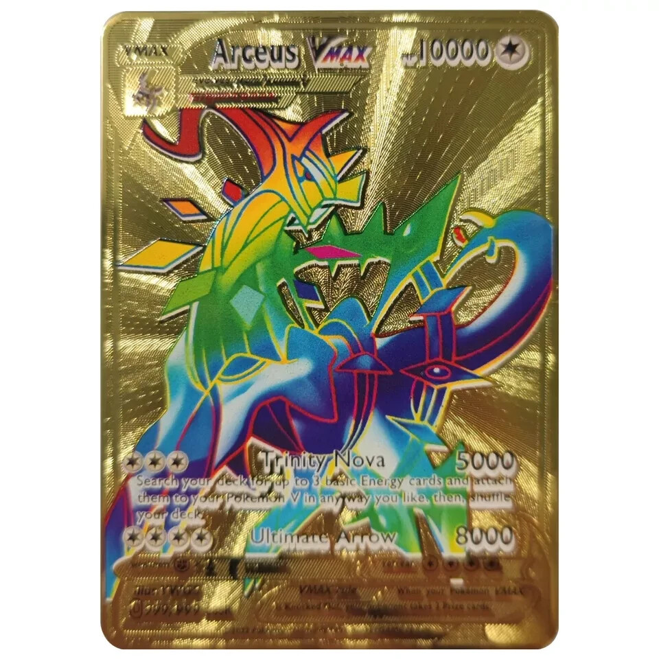 Pokémon 10000point Metal Card TCG Arceus VMAX Golden Metal Card Pokemon Kids #AS