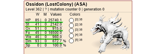 Ark ASA Xbox/PC/PS5 PVE Solid 36 White Ossidon Top Level 362 Embryo Breed Pair