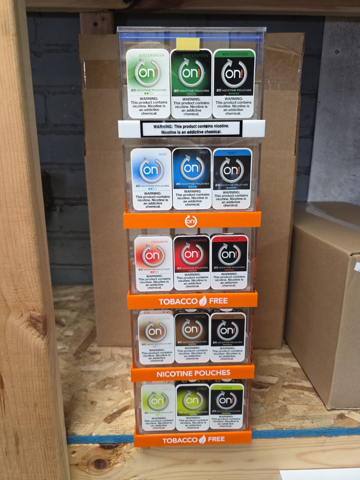 On Tobacco Free Pouches Store Display Merchandiser