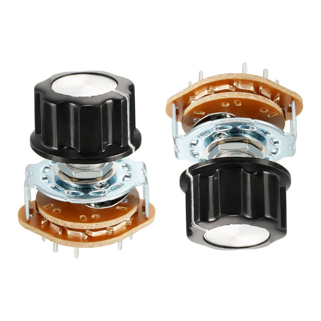 4PCS 2P6T 2 Pole 6 Throw Rotary Switch Selector 1 Deck Band Channel with Knob