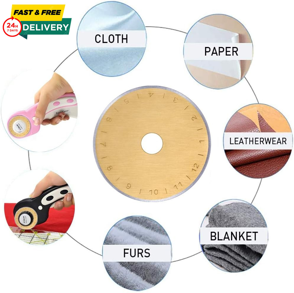 Titanium Coated 45Mm Rotary Cutter Blades 15 Pack Compatible with Olfa