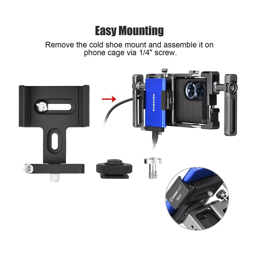 SUNWAYFOTO Mount Bracket Holder for Samsung T5 SSD,Compatible with Camera Cage