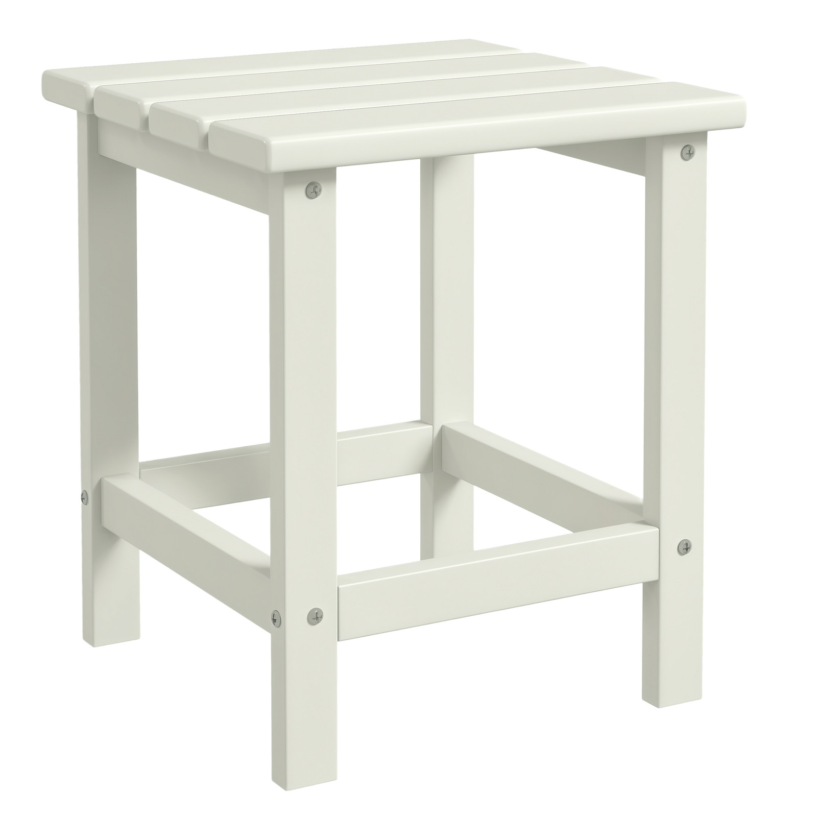 Patio Side Table, Outdoor Plastic End Table for Backyard Deck Lawn, White