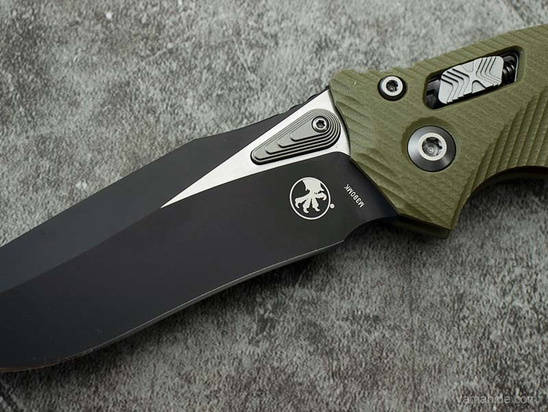 Microtech Amphibian RAM-LOK M390 Folding Knife, Green G-10