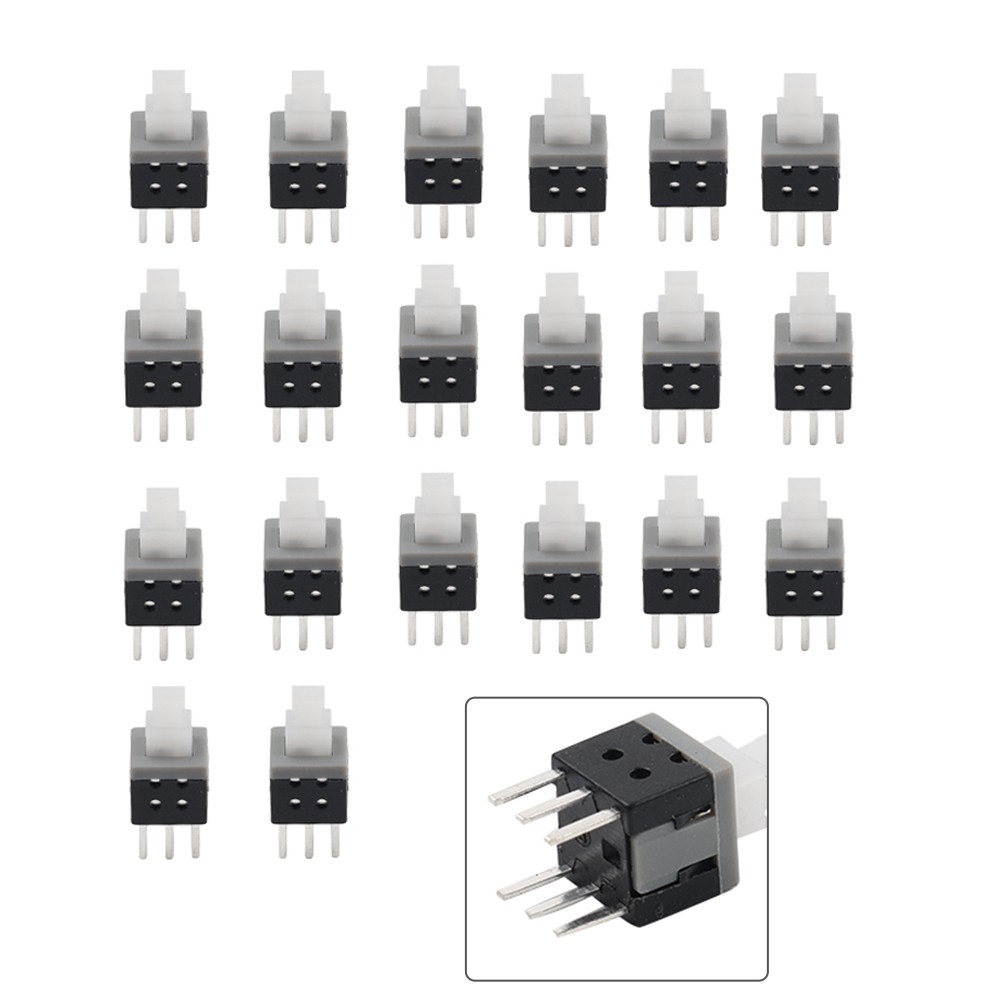 20PCS 5.8x5.8x10mm Tact Tactile Self Lock 6 Pins Push Button Switch Latching