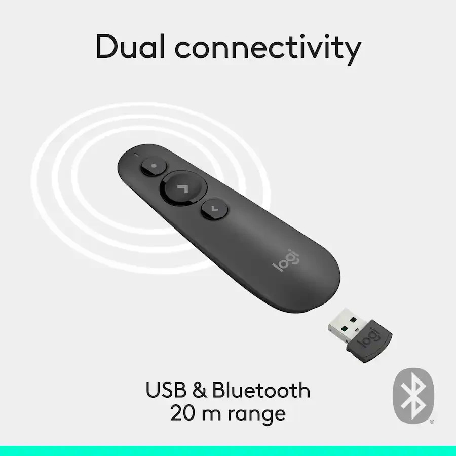 Logitech - R500s Presenter Bluetooth and USB Remote Control - Graphite