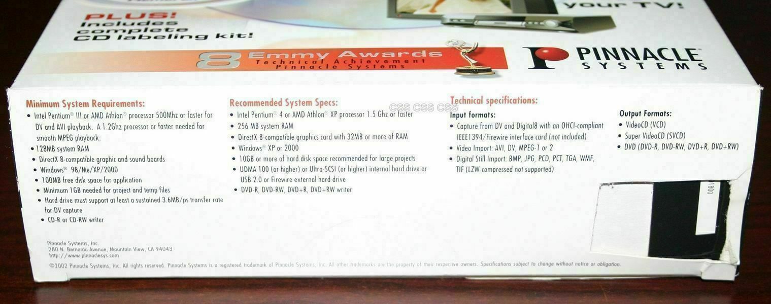 Pinnacle Expression 2.0 Video Picture Burn to DVD CD Computer Software Label Kit
