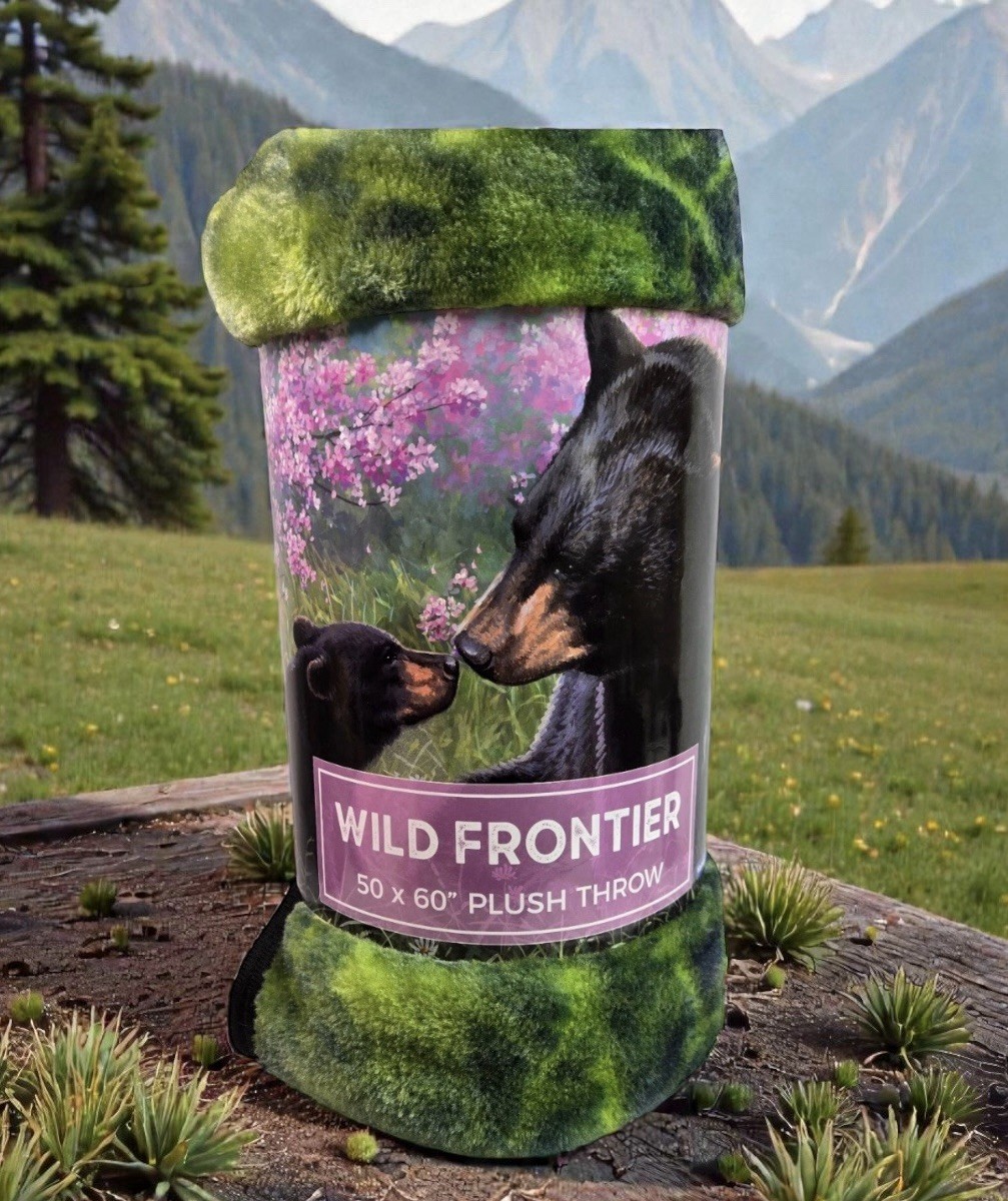 WILD FRONTIER WILDERNESS BEARS PLUSH THROW 50"X 60"