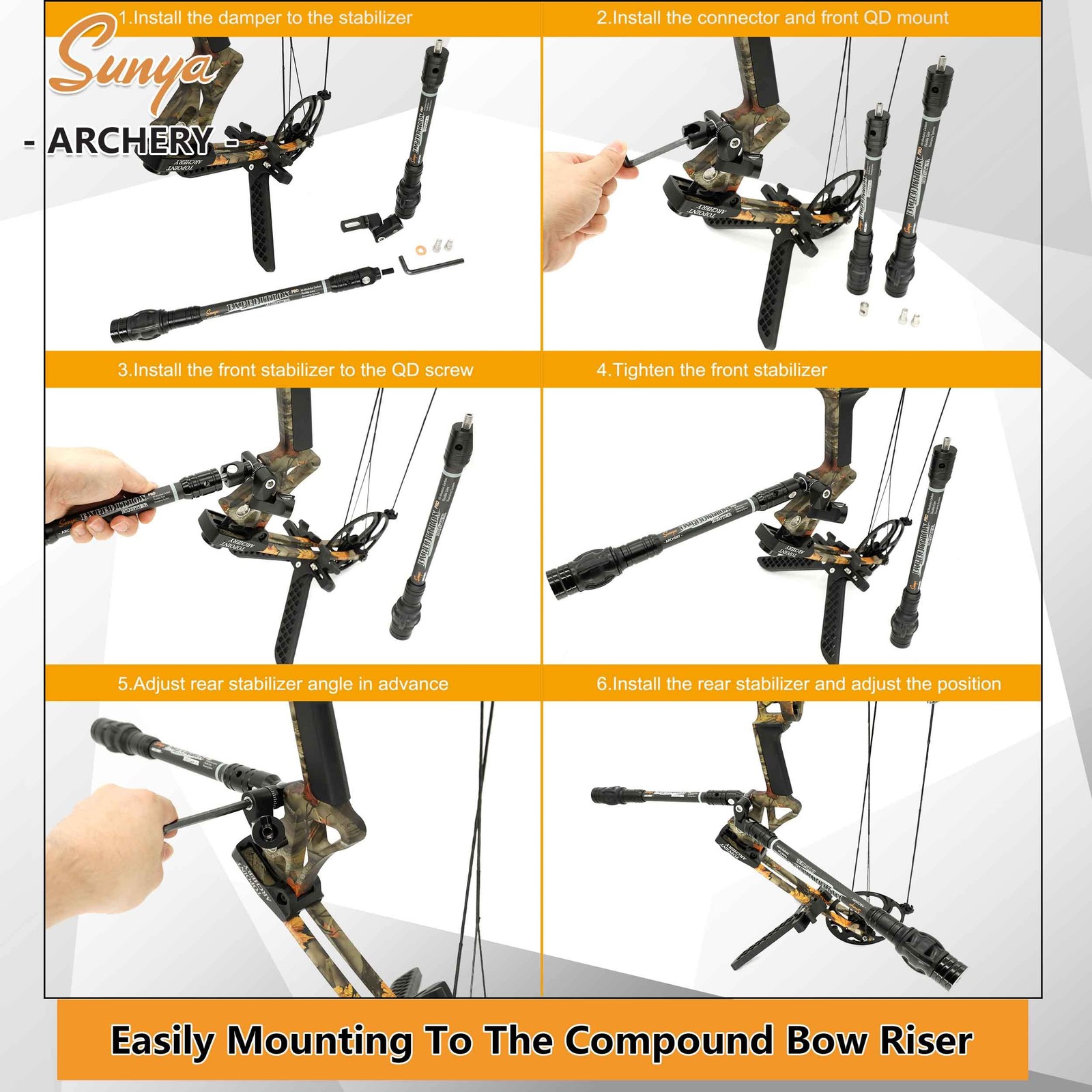 SUNYA Archery Compound Bow Stabilizer Quick Disconnect Mounting Adapter V-Bar...