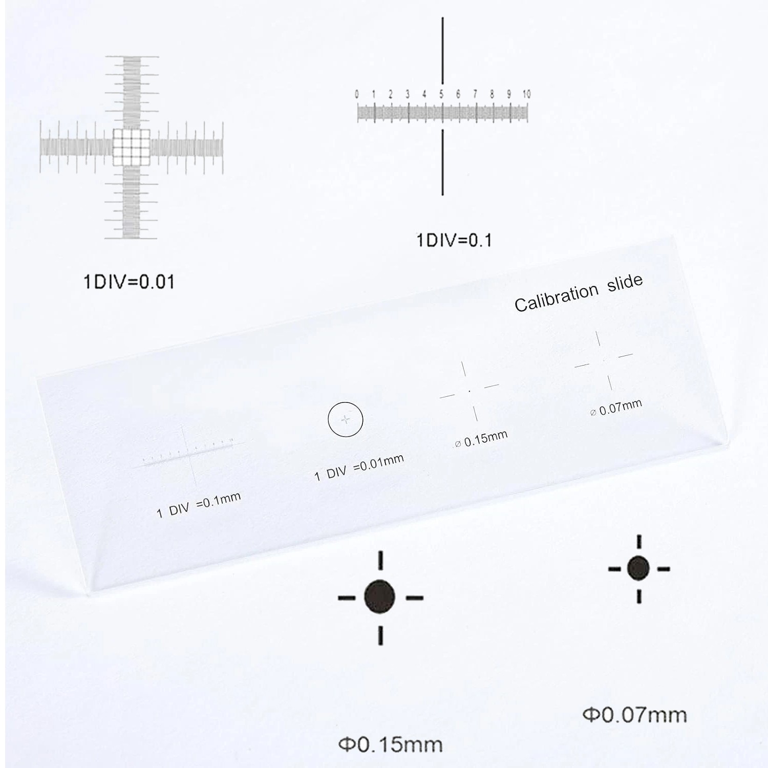 0.01mm Microscope Calibrating Ruler Reticle Calibration Slide Multifunctional US
