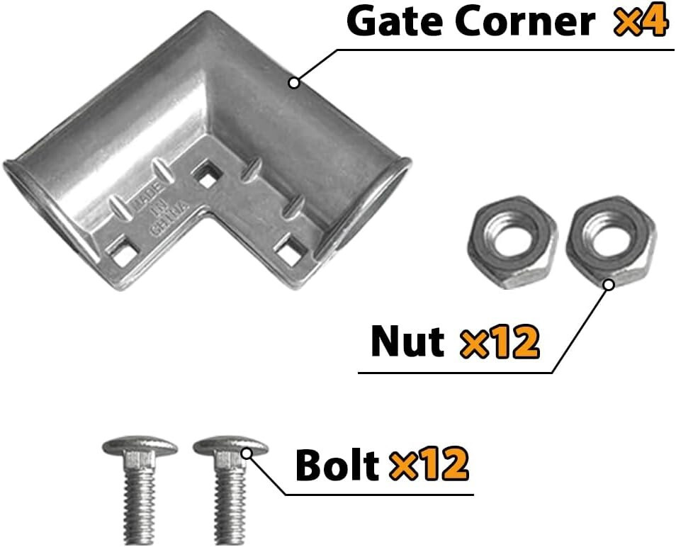4pcs Aluminum Gate Corners Chain Link Fence Gate Elbows for 1-3/8" Diameter Pipe