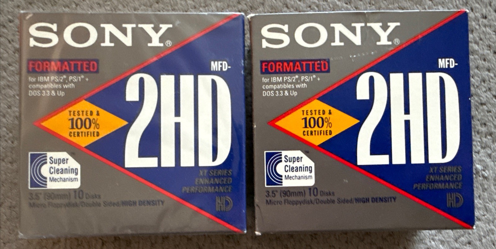 Sony 2HD Floppy Diskettes IBM Formatted 1.44 MB 3.5 Inch ▪ 10 Pack + 9 Total 19