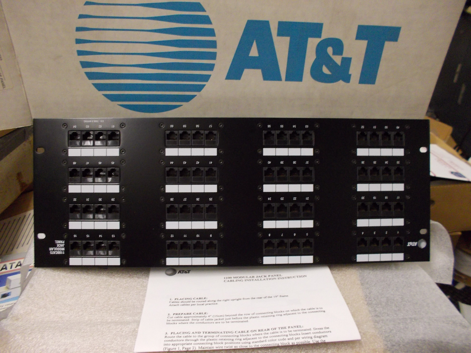 AT&T CAT5 64 Port Patch Panel, 568A, NOS