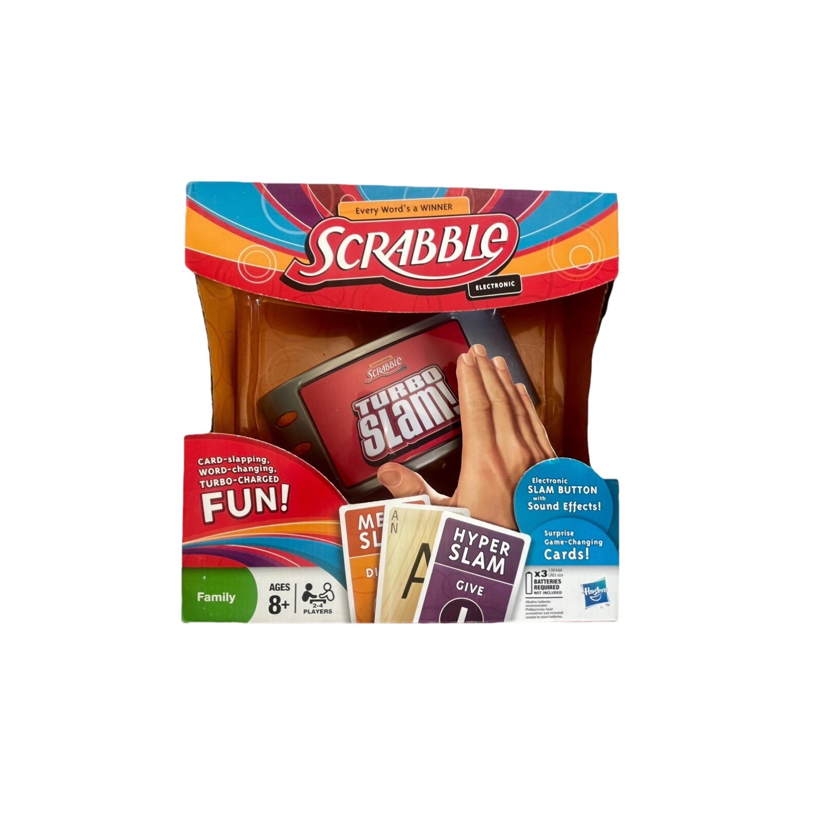 Hasbro Scrabble Turbo Slam Electronic Game Family OS Red New Card Slapping Fun
