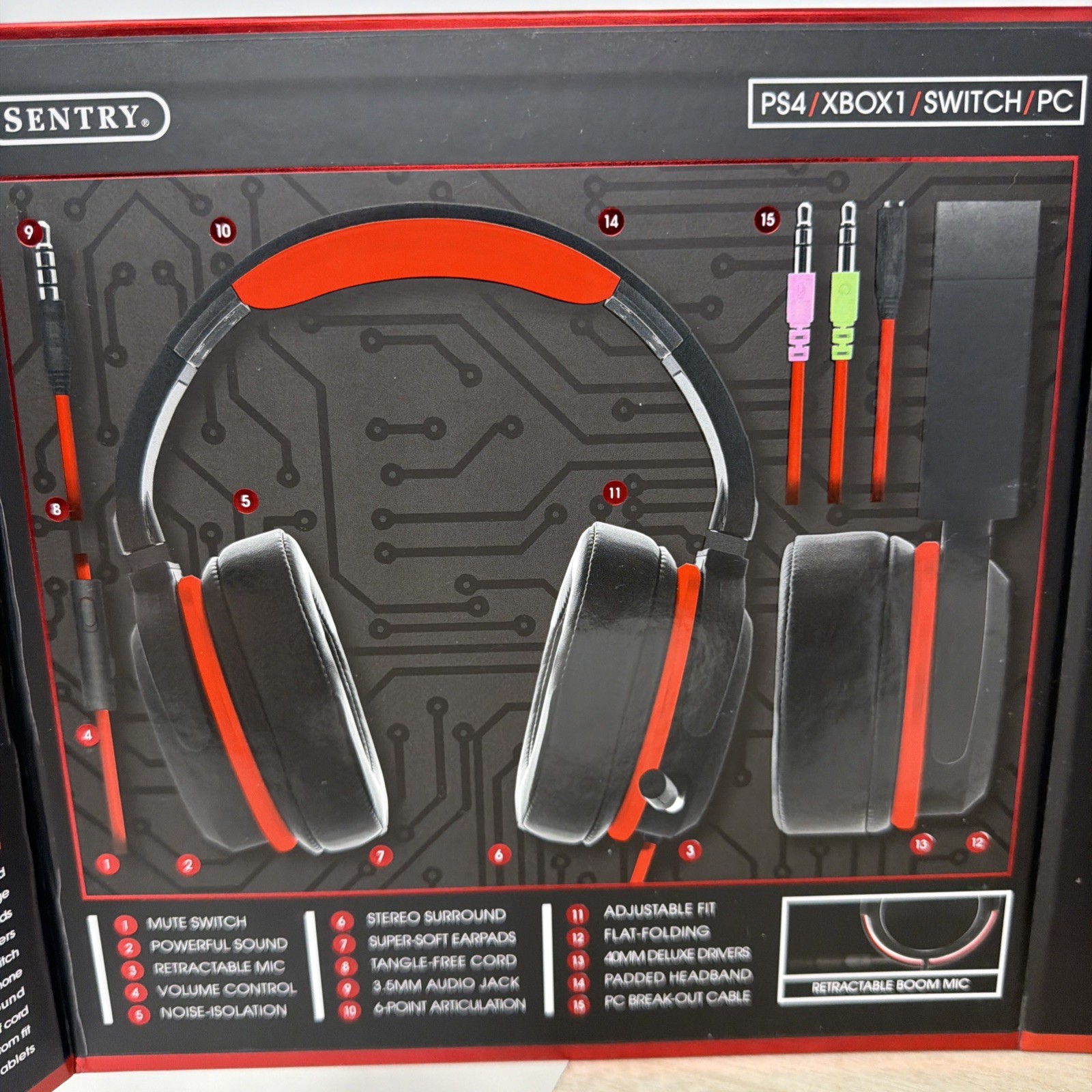 Sentry GX200 Red Gaming Headset PS4/XBOX One/Switch/PC