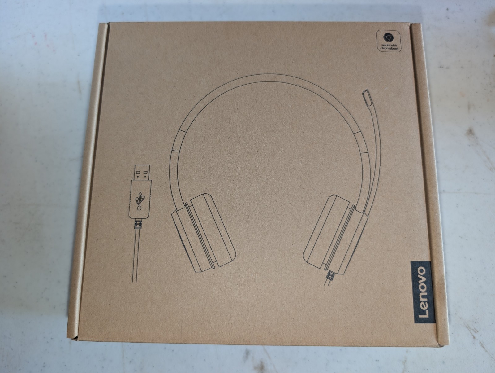 Lenovo 100 Stereo USB Headset L09 Wired Over-Ear Microphone PC Mac Zoom Teams