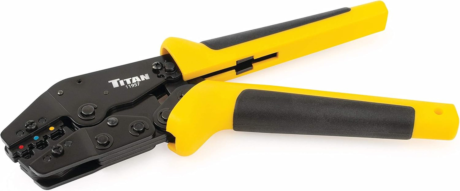11957 Offset Ratcheting Wire Terminal Crimper Tool for Insulated Terminals, Fixe