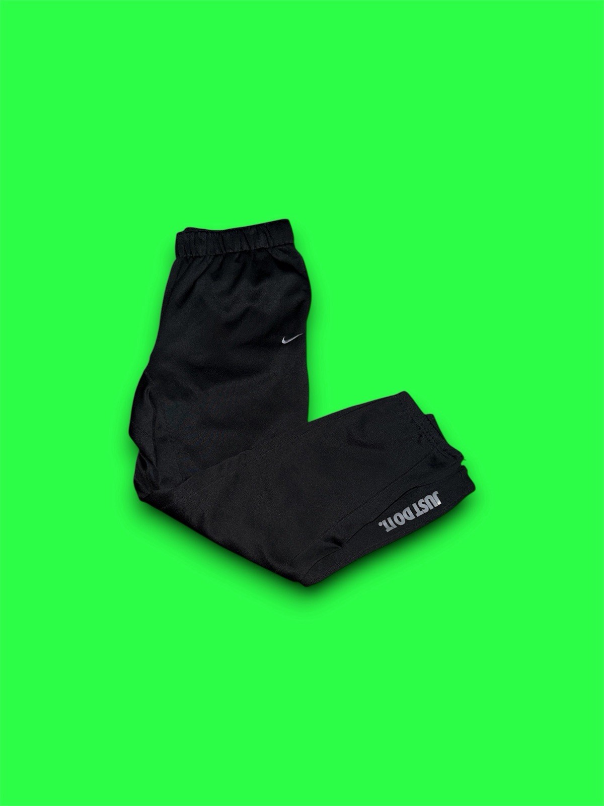 Nike Track Pants Mens Large Black Therma-FIT Fleece Zip Ankle Just Do It Gym